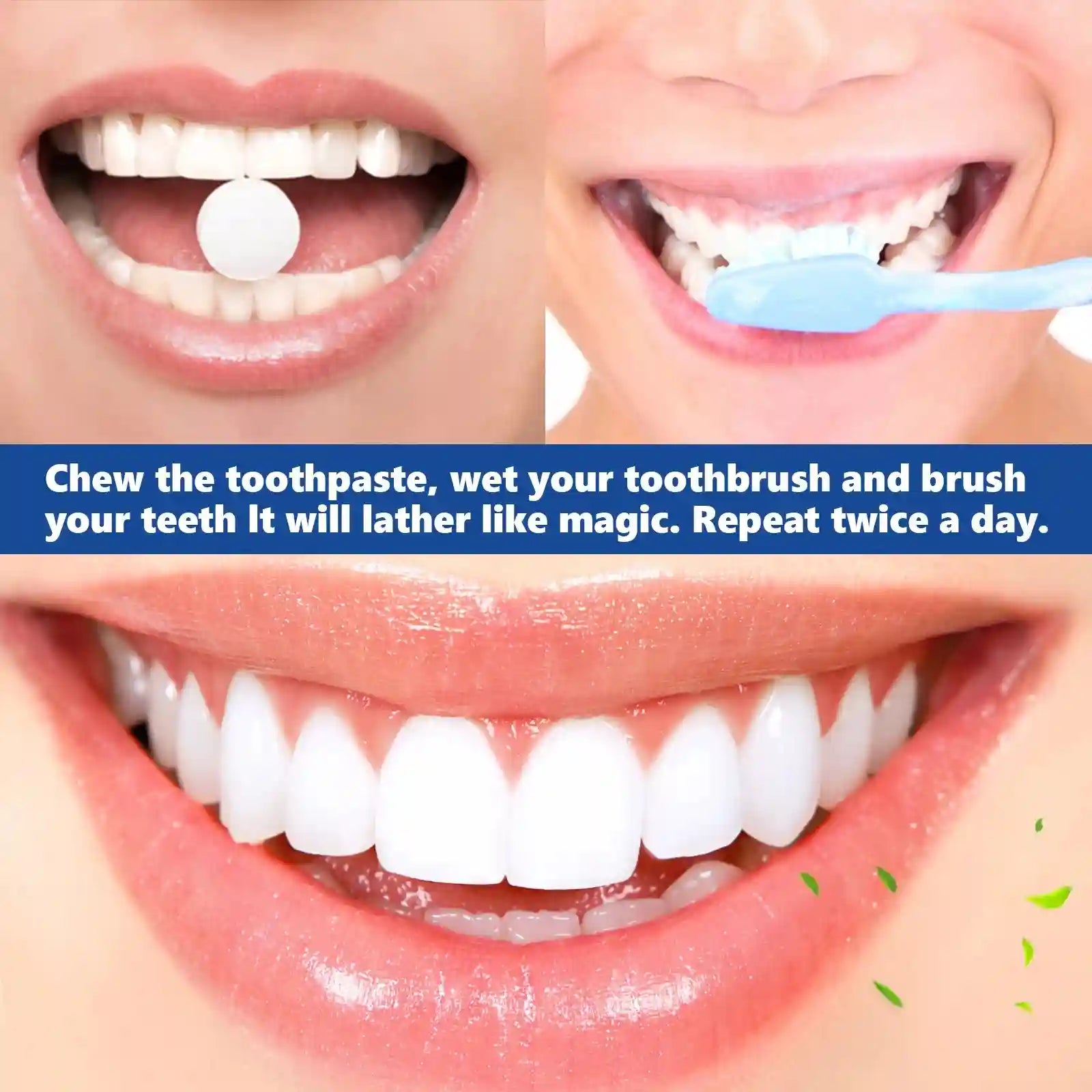 Tidesmit nano hydroxyapatite toothpaste tablets for teeth whitening, enamel strengthening, and stain removal.