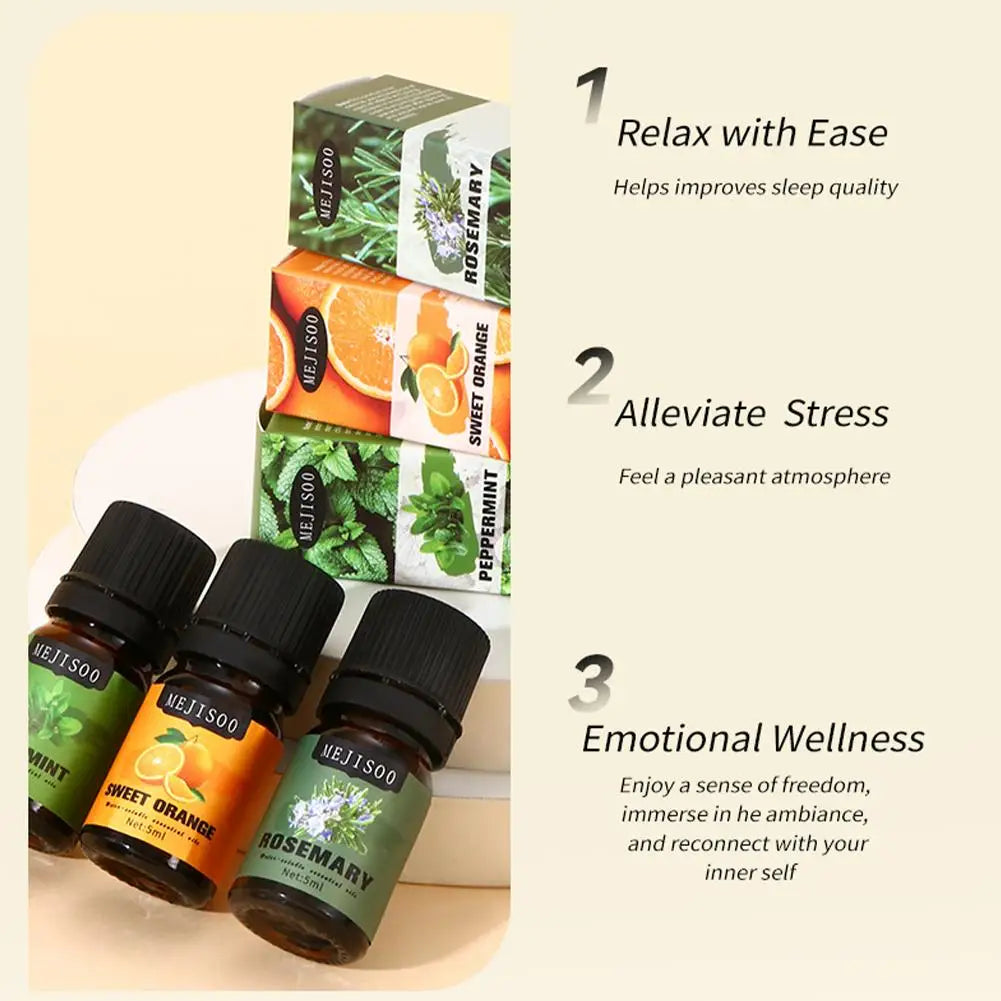 5ml Natural Essential Oils Rosemary Tea Tree Lemon Lavender Lemongrass Eucalyptus Peppermint Sweet Orange Fragrance Oil