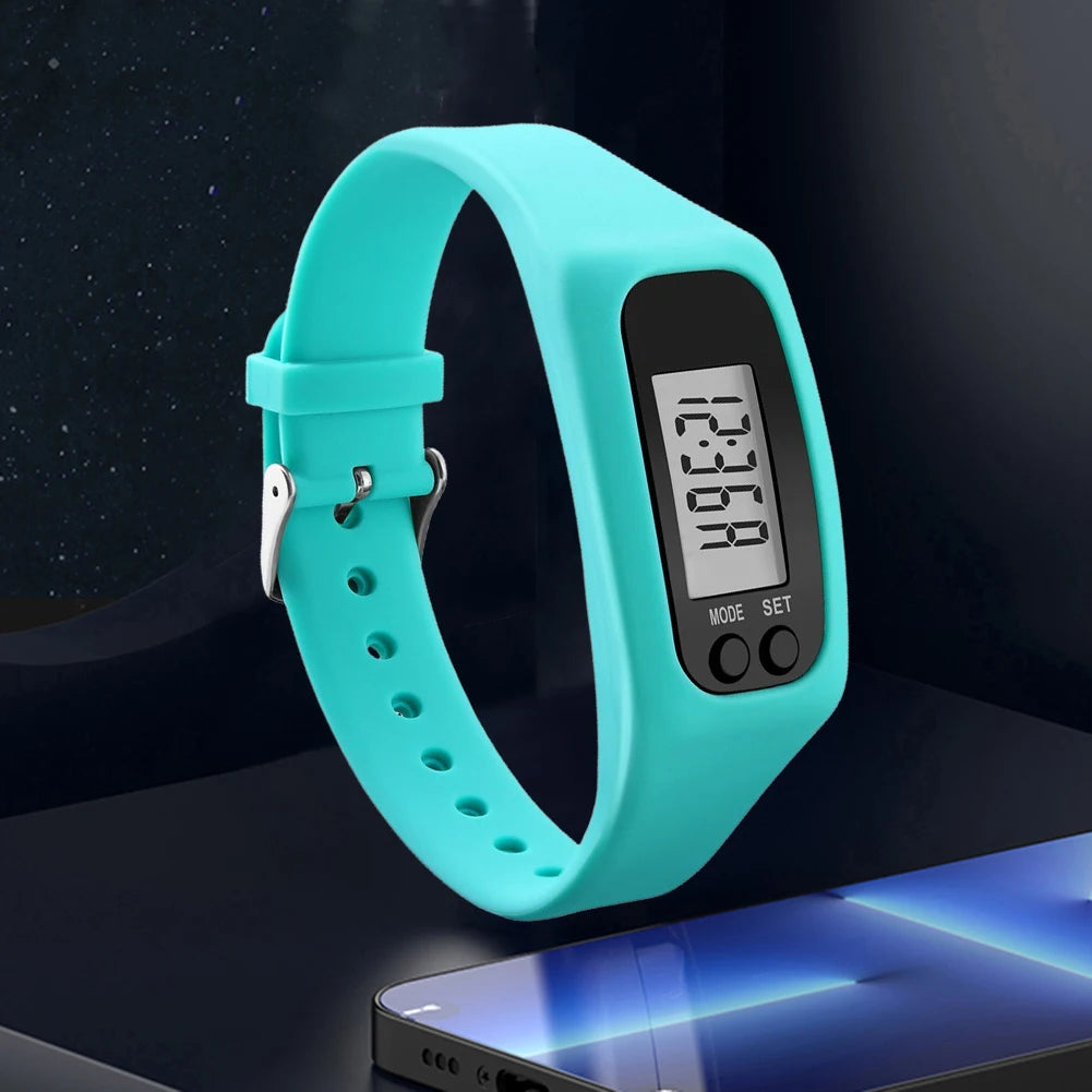 1/2PCS LED Pedometer Bracelet Step Counter Watch with 12/24H Display Silicone Fitness Tracker Multi-Function Activity Band