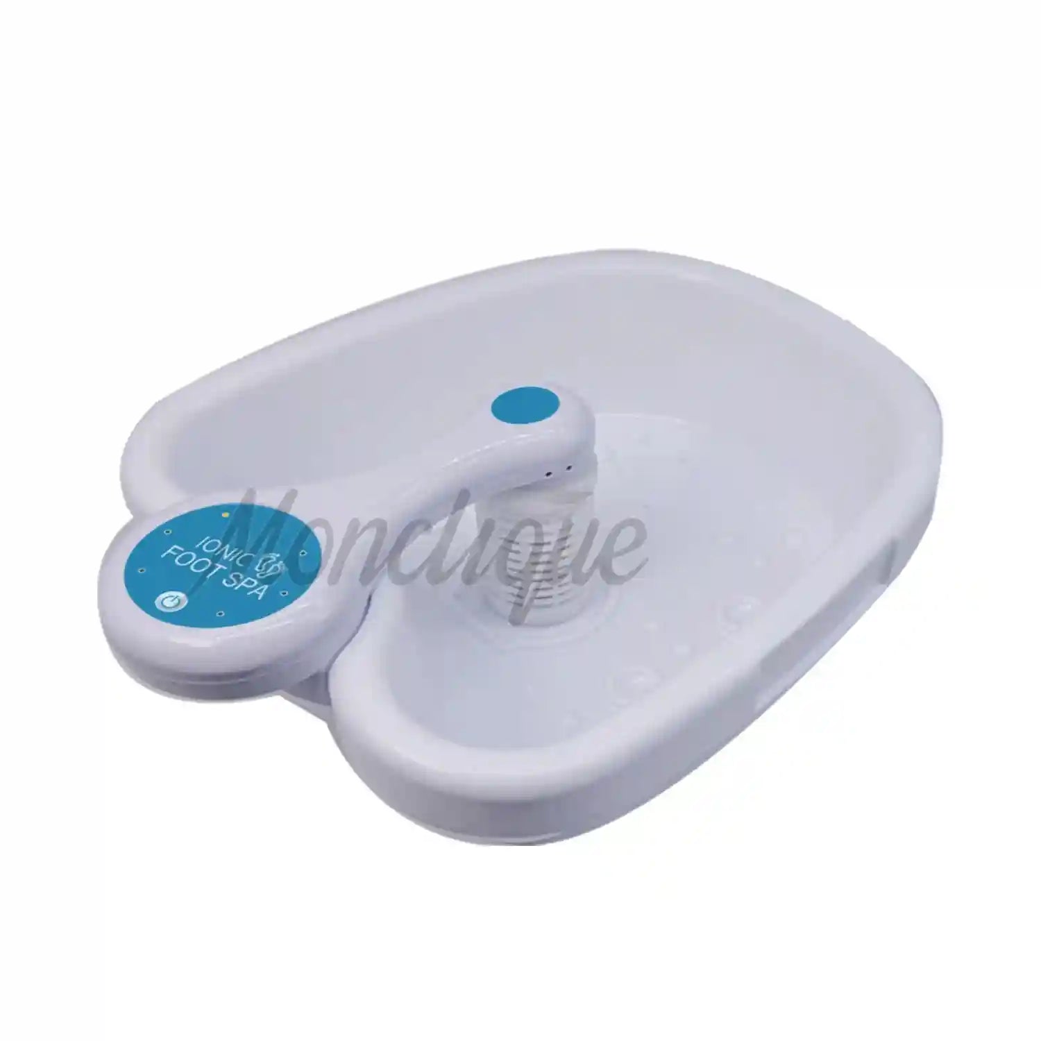 White ionic detox foot spa basin with hydrogen therapy array, digital control panel, and vibration care for home use.