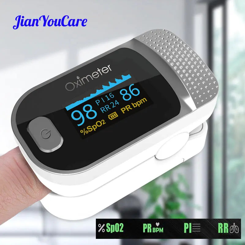 JianyouCare Finger Pulse Oled Oximeter Portable RR Blood Oxygen Saturation Meter Respiratory Rate Oximetro De Dedo Pulsioximetro