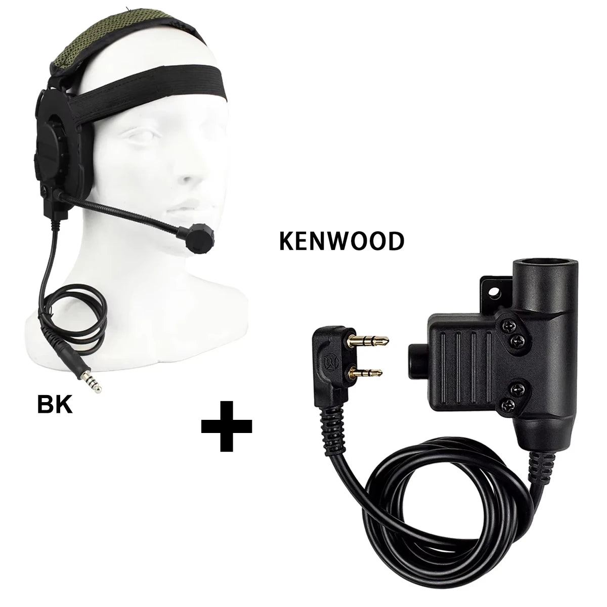 Tactical Shooting Headset with U94 PTT for Baofeng Radio - Tidesmit BK Combe 1 Tidesmit