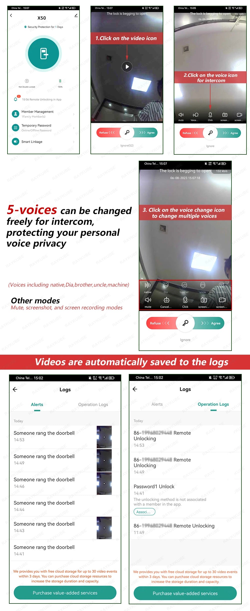 New RAYKUBE X50 Tuya WiFi 3D Face Recognition Digital Fingerprint Door Lock With WiFi Camera Remote APP Video Call 10-language