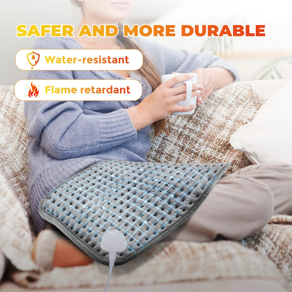 Electric Heating Pad for Pain Relief 60x30cm - Washable Wellness Tool Relaxation Treatment Tidesmit