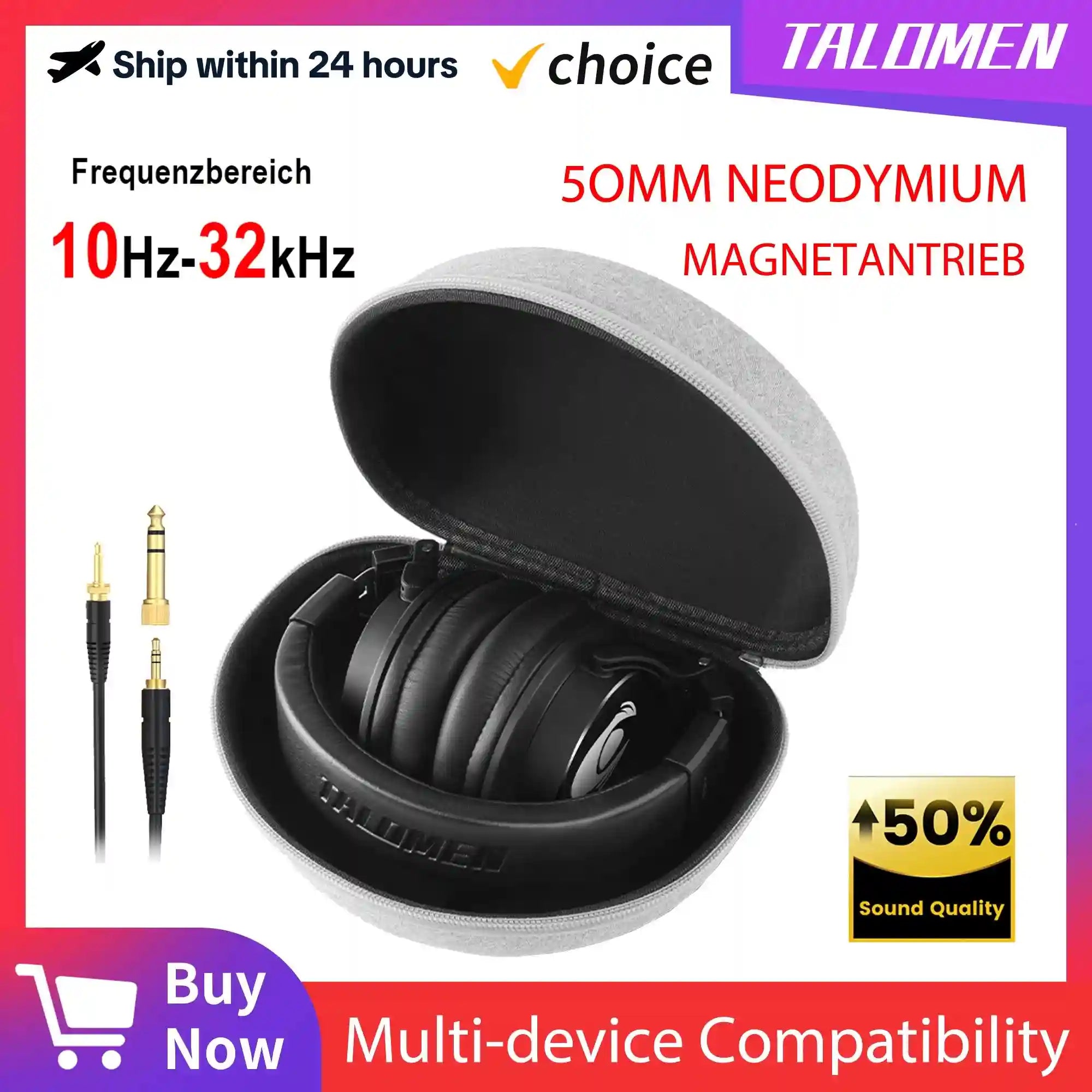 Professional Over-Ear Studio Monitor Headphones - W50x Series Tidesmit