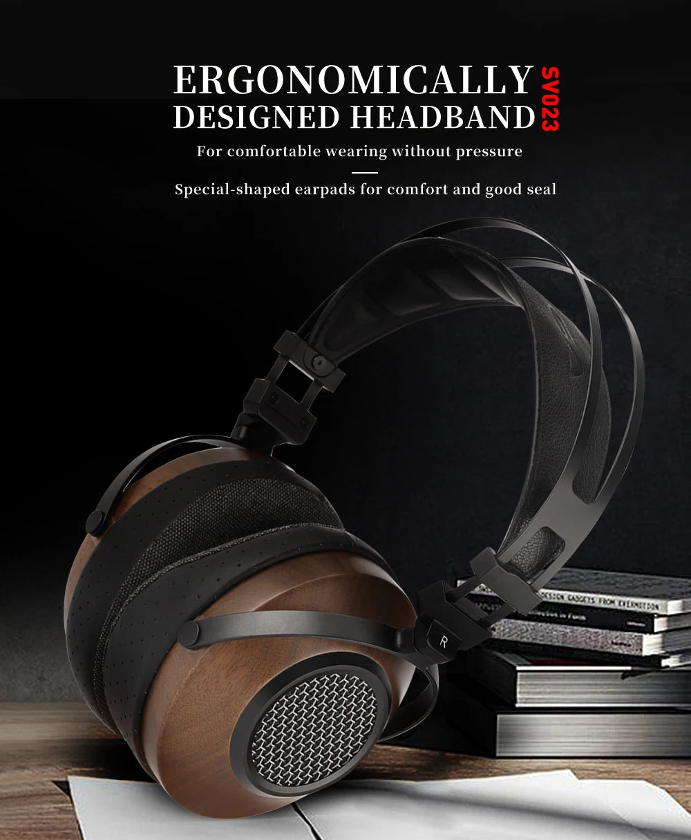 SIVGA SV023 Open Back Headphones | Walnut Wood 50mm Studio Monitor Drivers Tidesmit