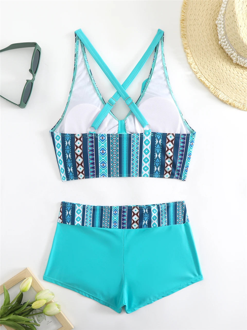 2025 High Waist Bikinis Women Sports Swimwear Print Bathing Suit Female Padded Beach Wear Bathers Swimming Swimsuit Summer