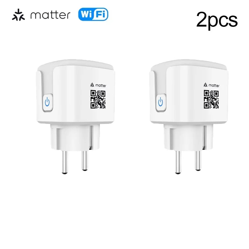 Matter WiFi Smart Socket EU16A Mini Smart Plug Adapter APP Control Works with HomeKit Alexa Google