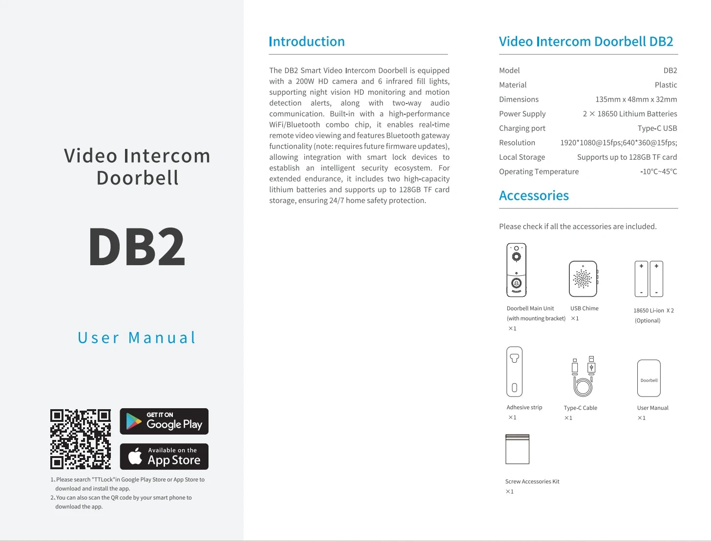 2.4G WIFI Video Doorbell 1080P TTLOCK Outdoor Security Protection Wireless infrared night vision Intercom Camera Ringing Bell