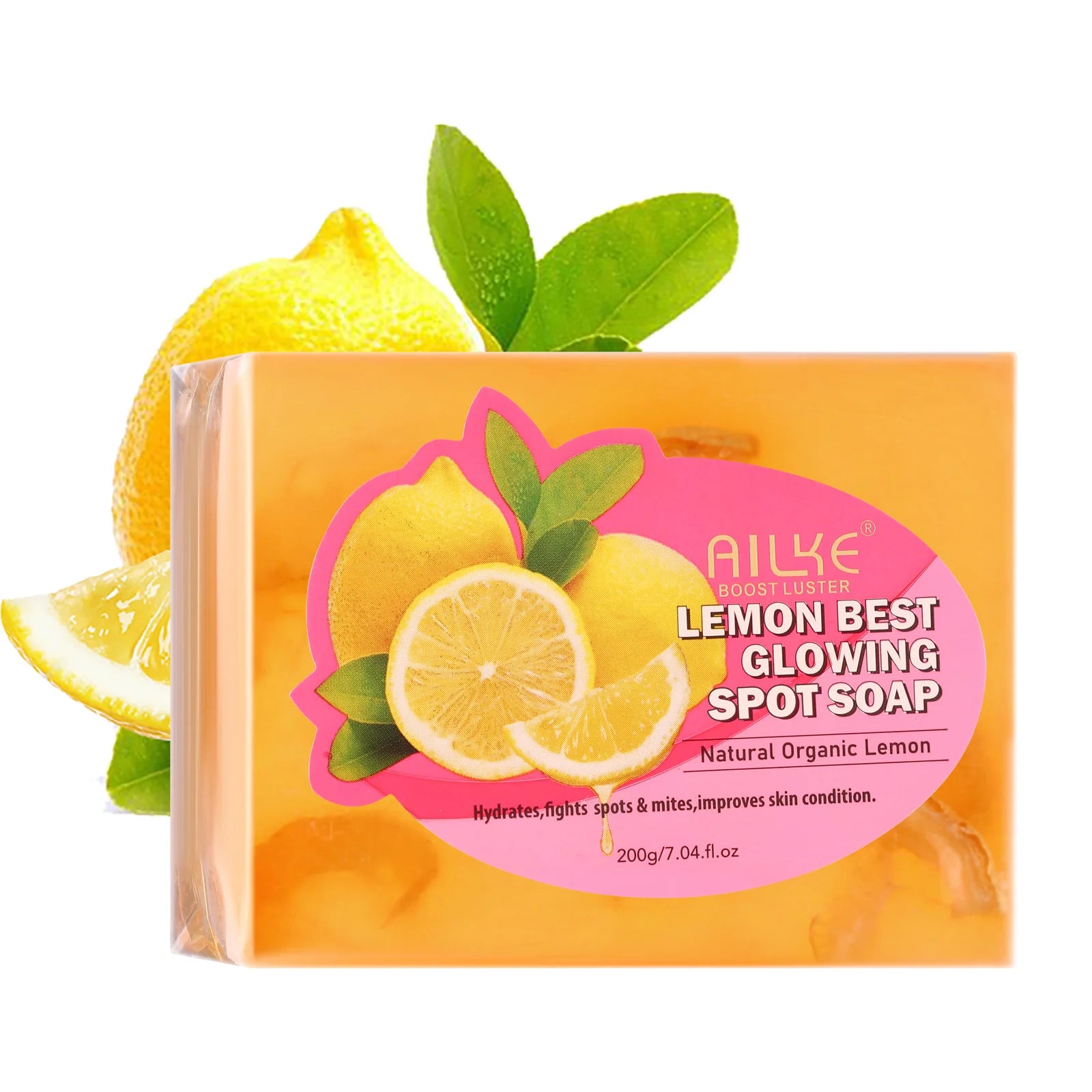 AILKE Lemon Best Glowing Spot Soap: organic, vegan bar for dark spot removal, acne, and skin brightening.