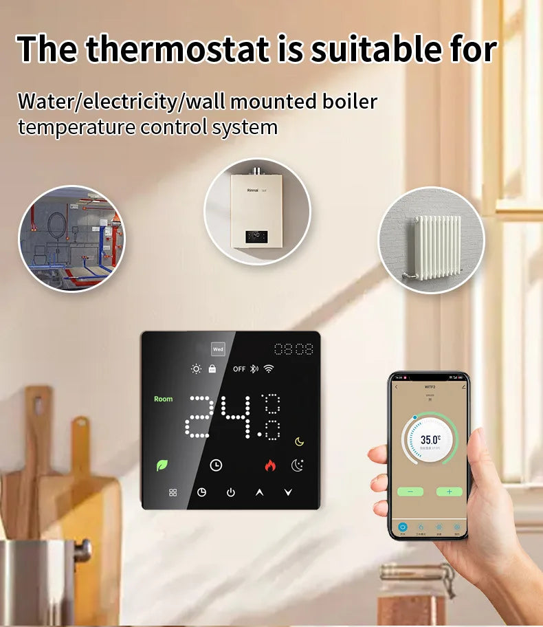 GEYA Tuya Smart WiFi Electric Floor Heating Thermostat With Linkage Water Floor Heating Gas Boiler Wall-mounted Stove Thermostat