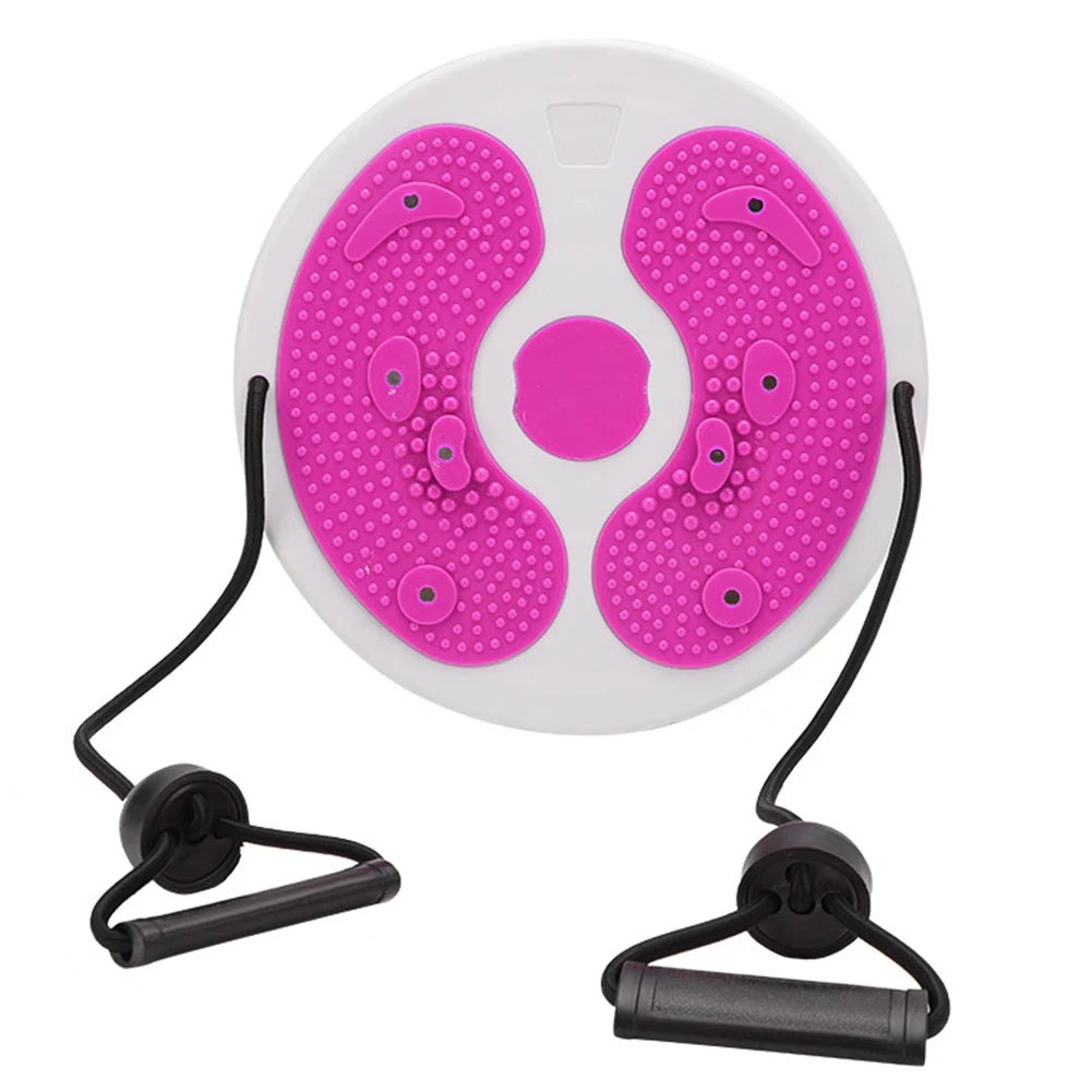 Waist Twisting Disc with Resistance Bands & Magnetic Foot Massage Body Shaping Massage Equipment Pink Tidesmit