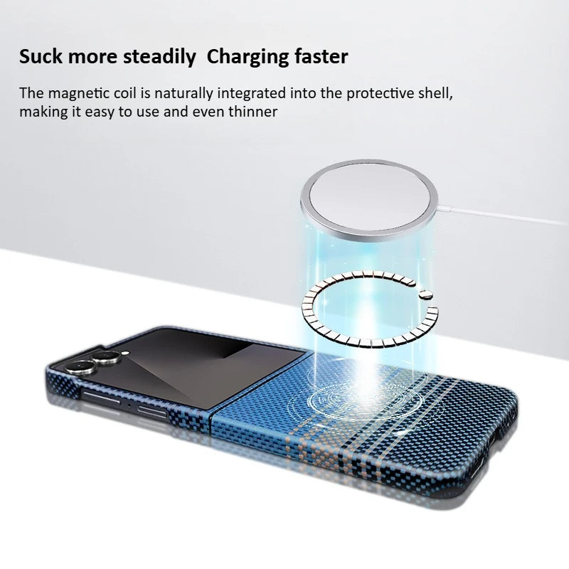 Samsung Galaxy Z Flip 7 Aramid Fiber Case with Magnetic Holder Tidesmit