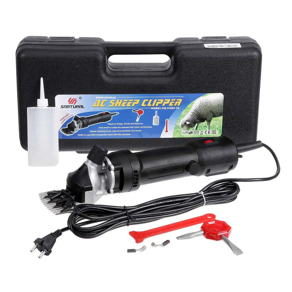 2000W electric sheep clipper kit with 13-tooth blade for easy wool shearing, goats, and livestock grooming in carry case.