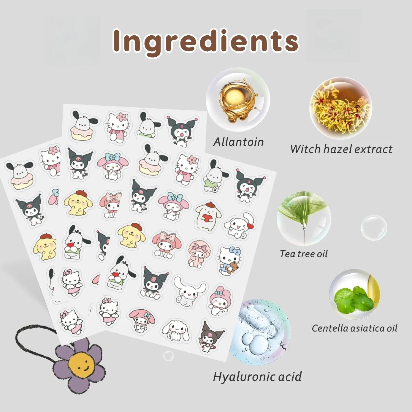 100PCS Hello Kitty Cute Face Stickers, Hydrocolloid Pimple Patches for Invisible Blemish Concealing