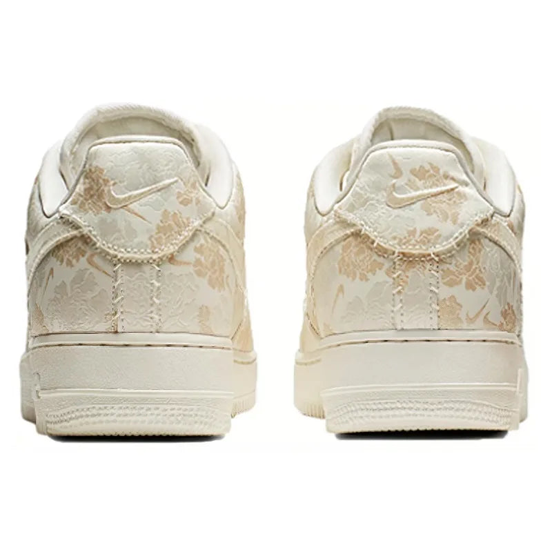 Nike Air Force 1 Premium OG Low Top Board Shoes Ivory White Floral Fabric Lightweight Non Slip Daily Casual Sneakers-AT3147-100