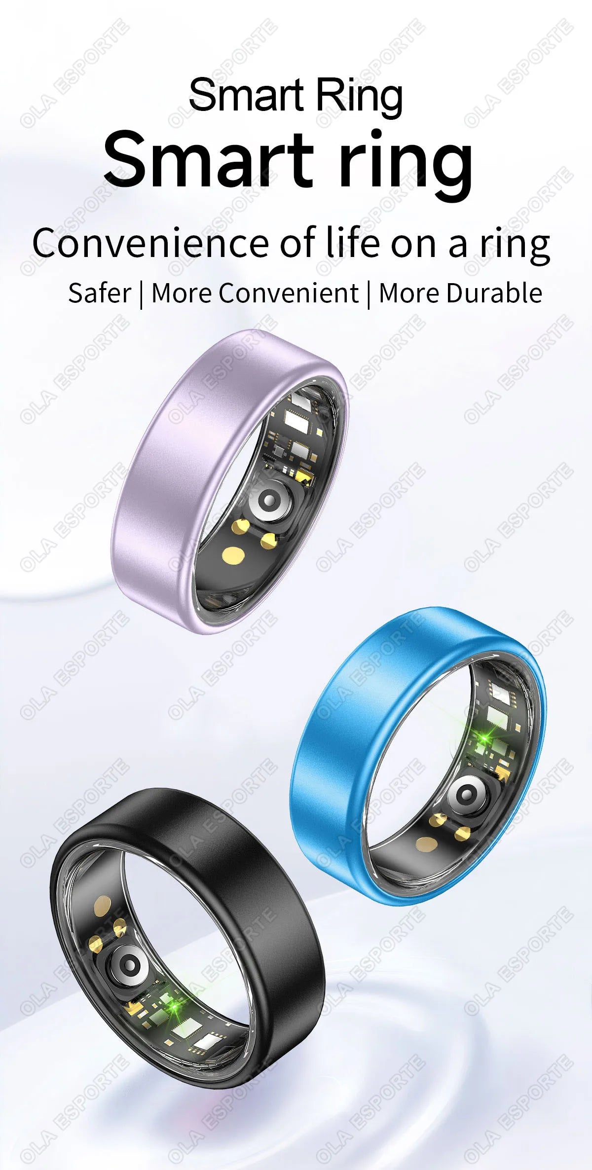 New Various Colors Available Smart Ring Bluetooth Heart Rate Sleep Monitoring Men Women Smartring Waterproof Health Sport Rings