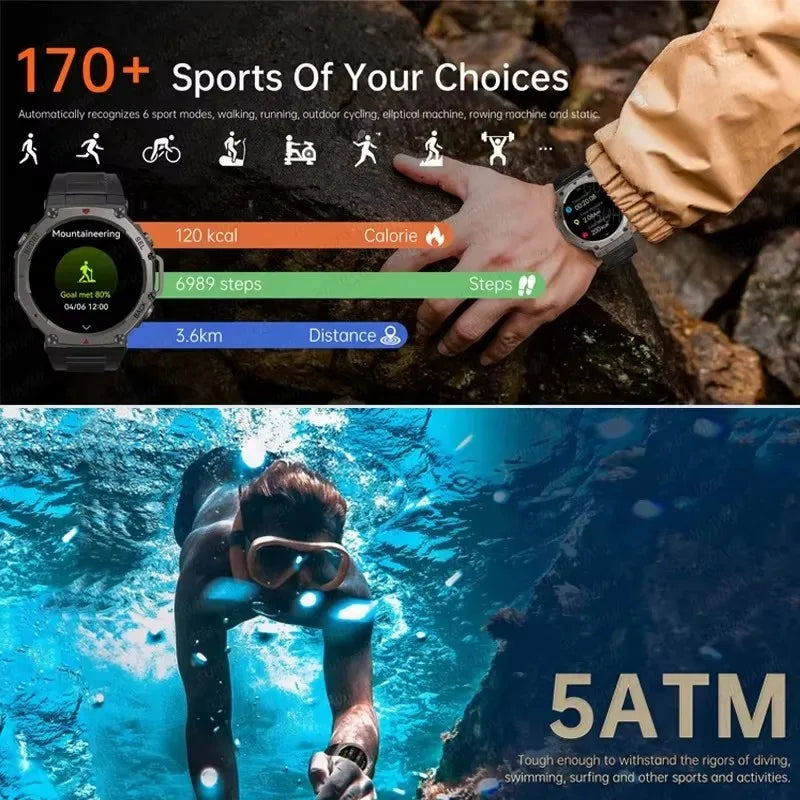 HD Watches Built-in Dual-band GPS Smart Watch Men Smartwatch Compass Altimeter Barometric 5ATM IP69K Waterproof AMOLED