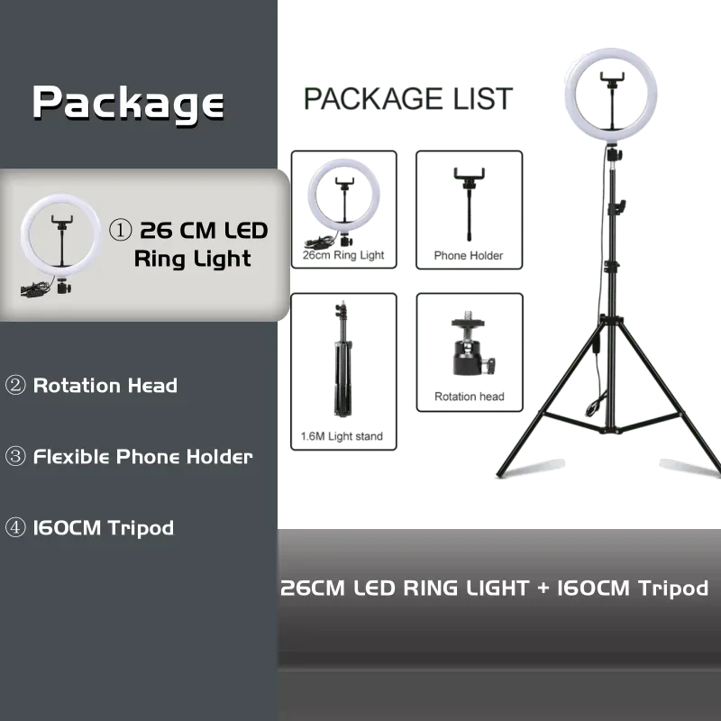 10-Inch LED Ring Light with Adjustable Tripod for Content Creation Tidesmit