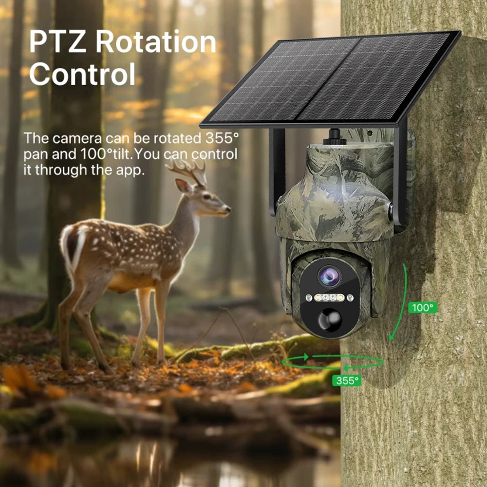 2K 3MP 4G Sim Card LTE Cellular Solar Powered Trail Hunting Wildlife Motion Activated Security Camera Outdoor Color Night Vision