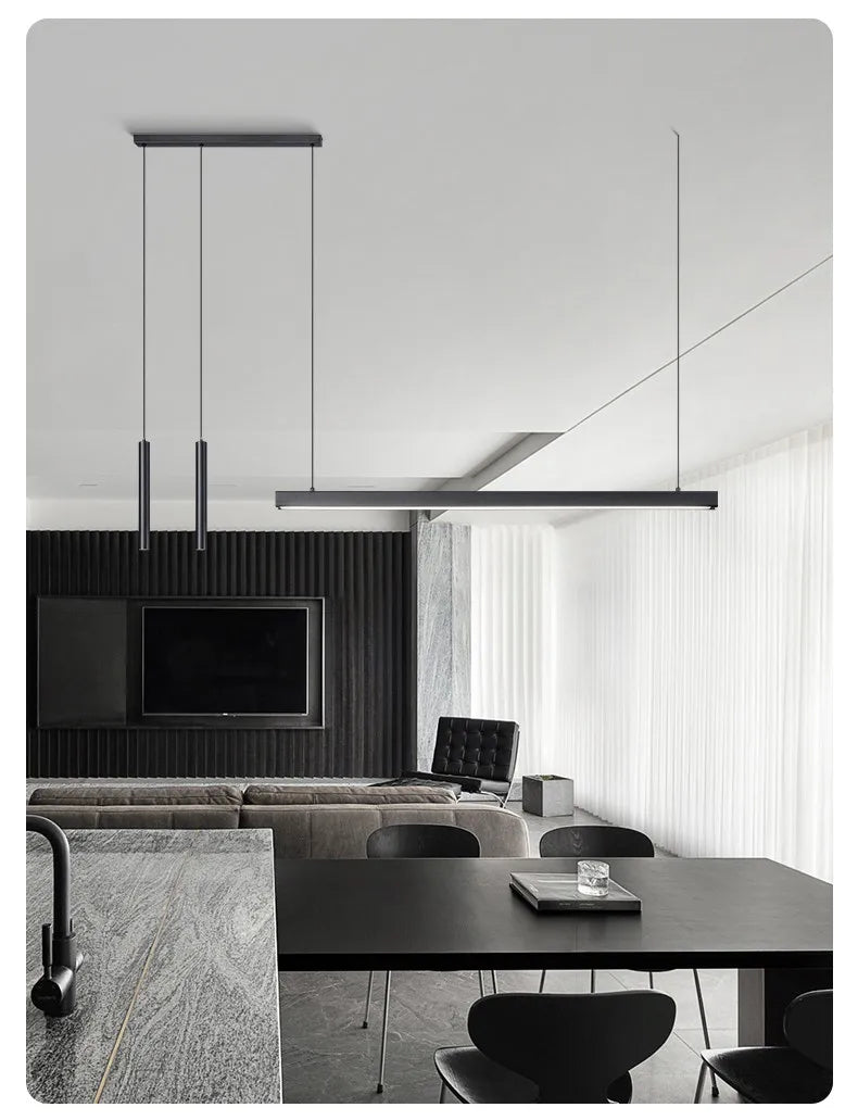 Modern Minimalist LED Ring Light | Nordic Linear Dining Chandelier Tidesmit