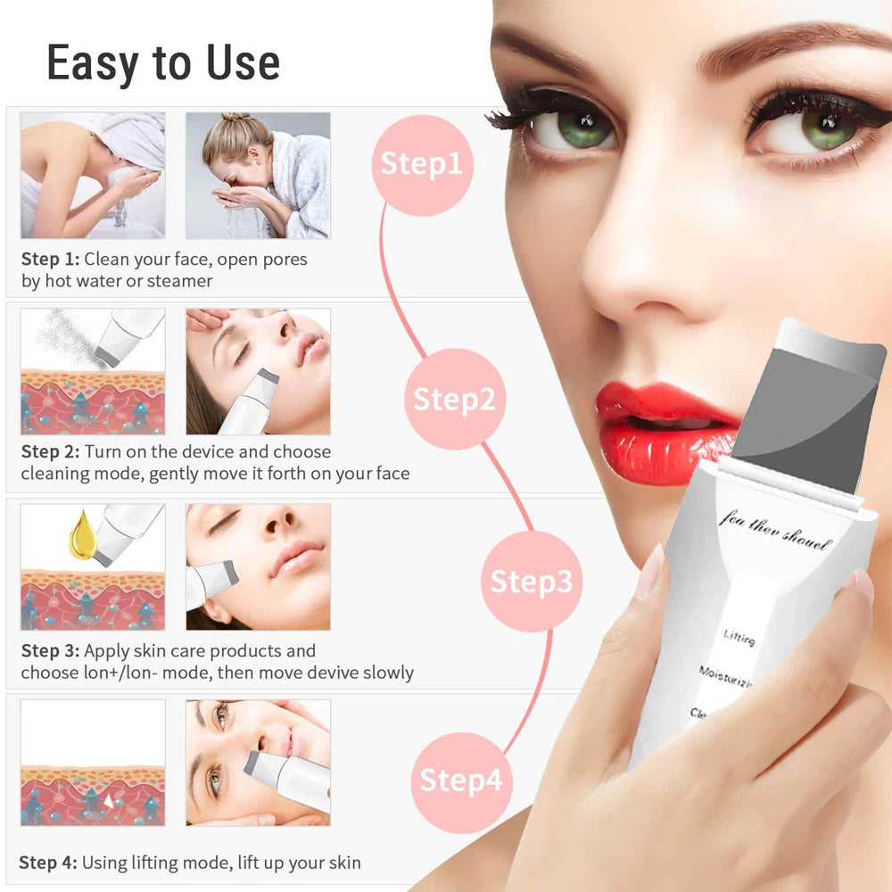 Electric Facial Spatula Skin Scrubber - Deep Pore Cleansing Tool Scrubs Treatments Tidesmit