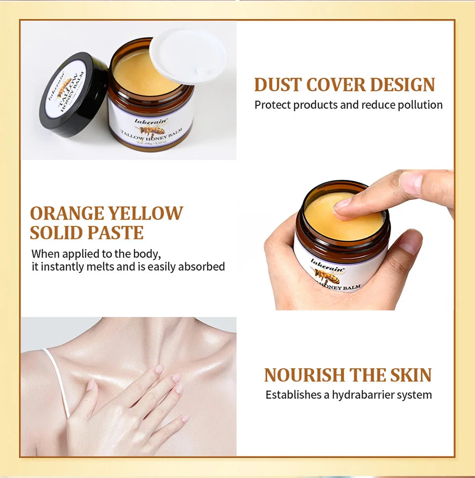 Honey Tallow Balm for Face Natural Handmade Lotion Whipped Beef Tallow Cream for Face & Body Sensitive Skin for Men & Women
