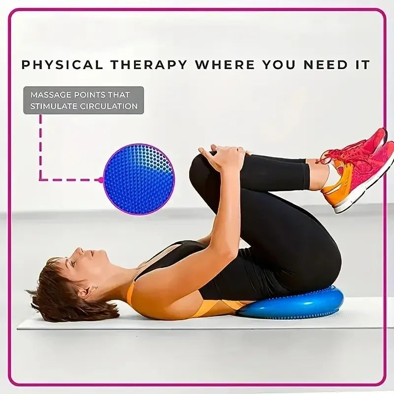 Anti-burst Inflatable Balance Pad Thickened Massage Cushion for Yoga Pilates Home Office Workout Therapy `