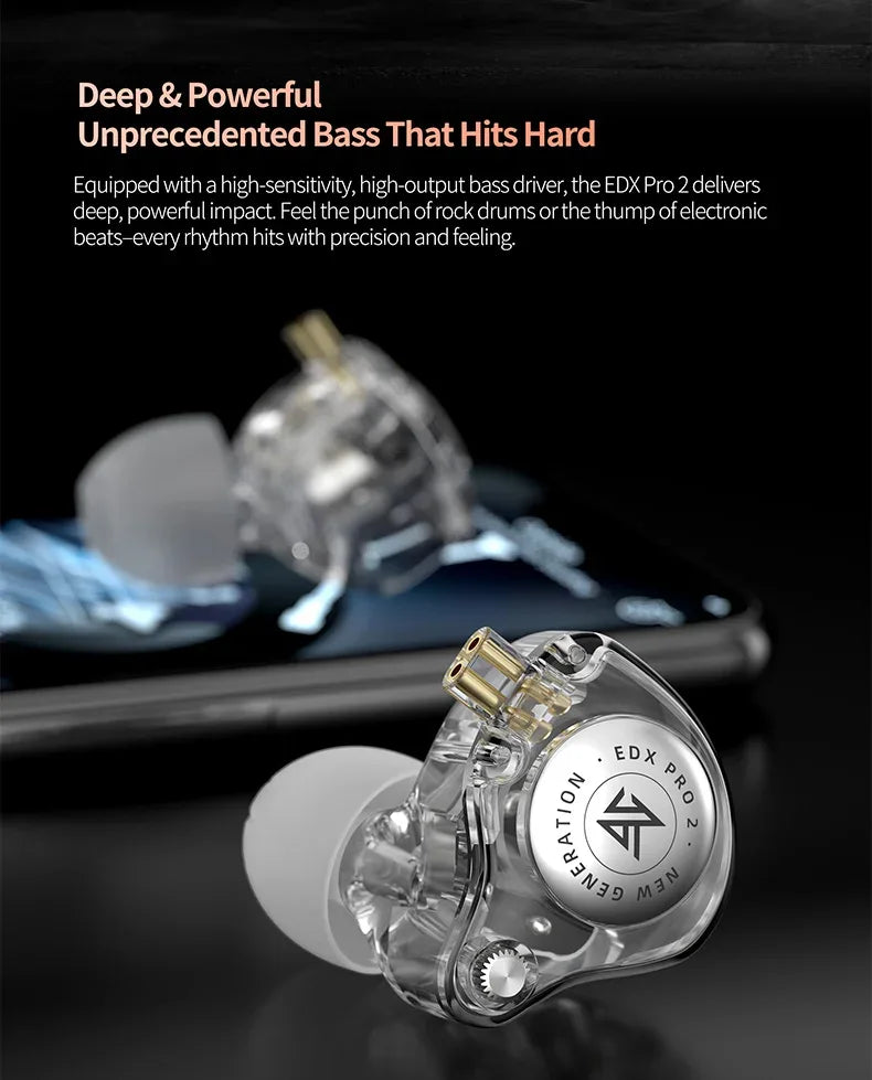 KZ EDX Pro 2 Hi-Fi Wired Earphones Dynamic Dual Drivers | Tidesmit Tidesmit