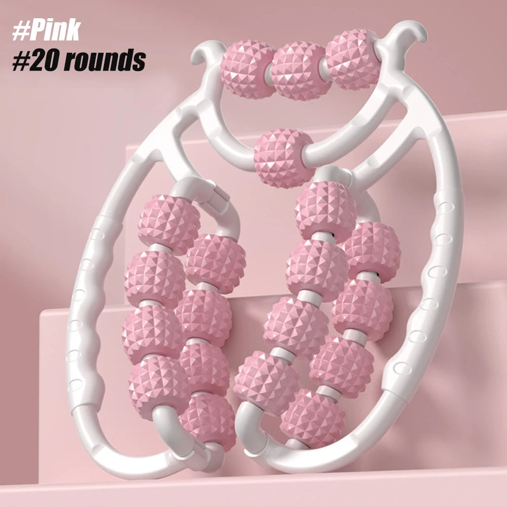Leg Massager Roller for Cellulite Reduction - 20 Wheel Green Tidesmit Back Massage Instrument Pink - 20 rounds Tidesmit
