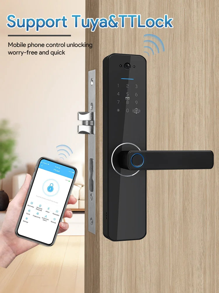 Security Residential Electronic Lock Serure De Porte Cerradura Inteligente Para Puerta Digital Tuya Smart Door Lock With Camera