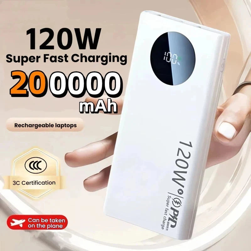 Tidesmit 200000mAh Power Bank - 120W PD Fast Charging Portable Battery Tidesmit