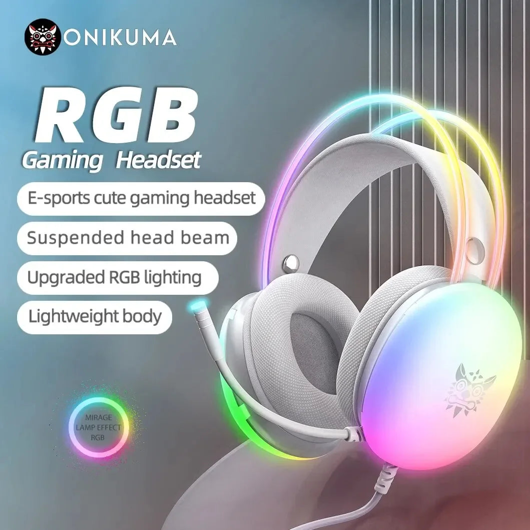 Tidesmit RGB Gaming Headset With Noise Cancelling Mic - Over-Ear PC Headset Tidesmit
