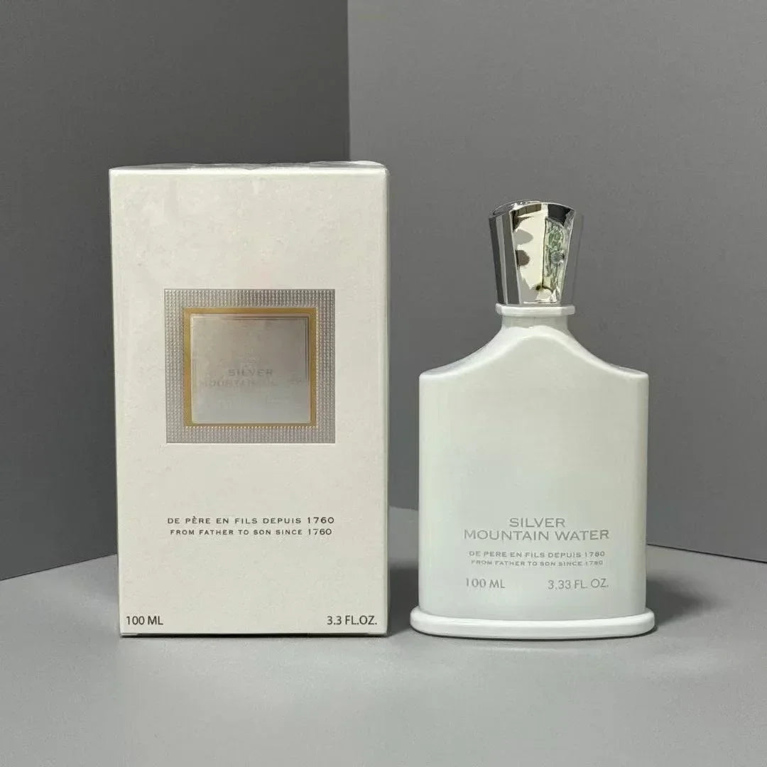 Creed Silver Mountain Water 100ml: luxury fruity floral cologne for men and women in a signature white glass bottle.