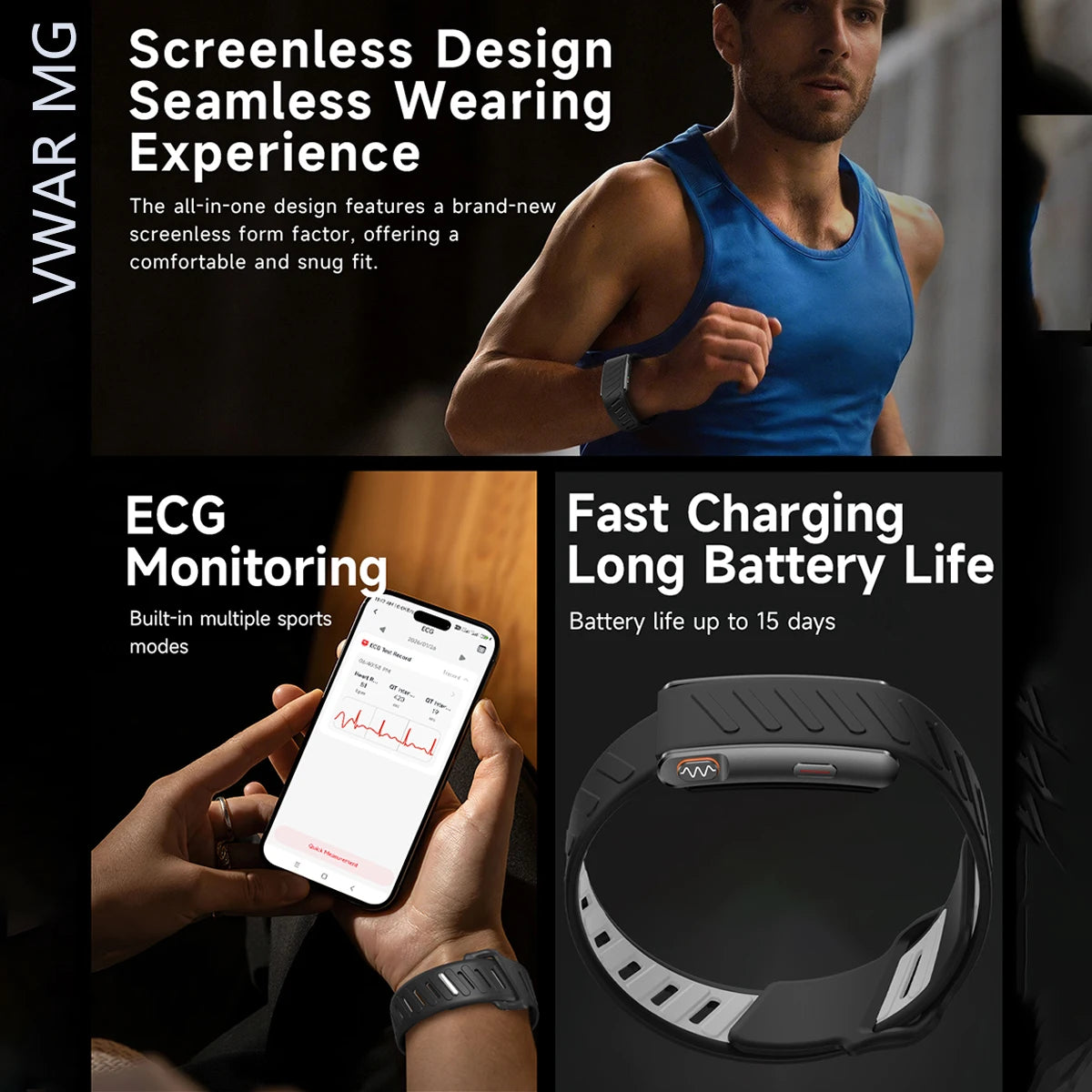 2026New Sport Fitness Tracker Smart Band Blood Oxygen Pressure Uric Acid Blood Lipid ECG Waterproof Smart Bracelet For Men Women