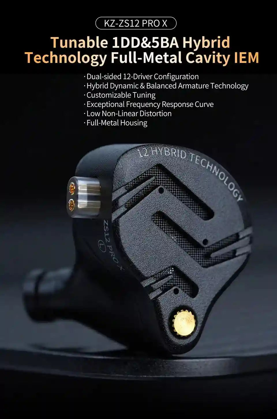 KZ ZS12 PRO X Hybrid IEMs with 1DD+5BA Drivers for Precision Audio Tidesmit