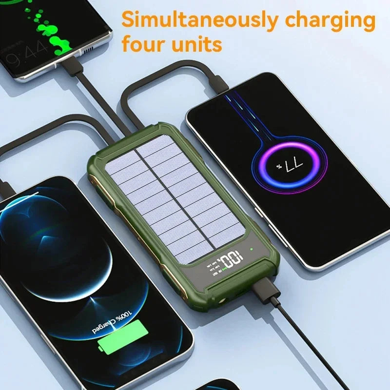 Solar Power Bank 200000mAh with Built-in Cables | Tidesmit Tidesmit