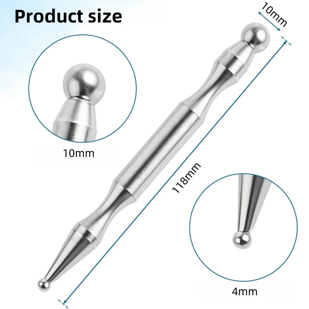 Acupuncture Pen - Stainless Steel Dual Head Massage Device Relaxation Treatment Tidesmit