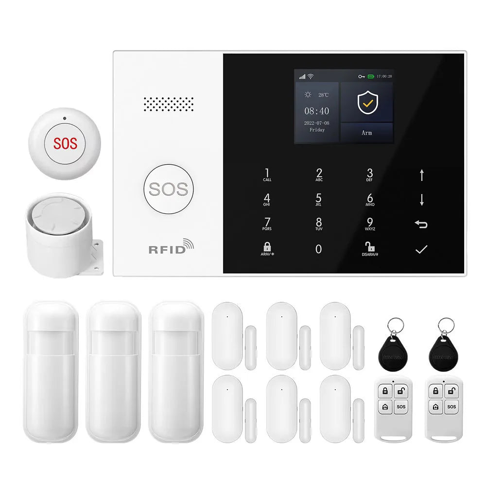 Smart Home Alarm System | WiFi GSM Motion Sensor Kit | Tidesmit EU 2G GSM WiFi Kit D EU Plug Tidesmit