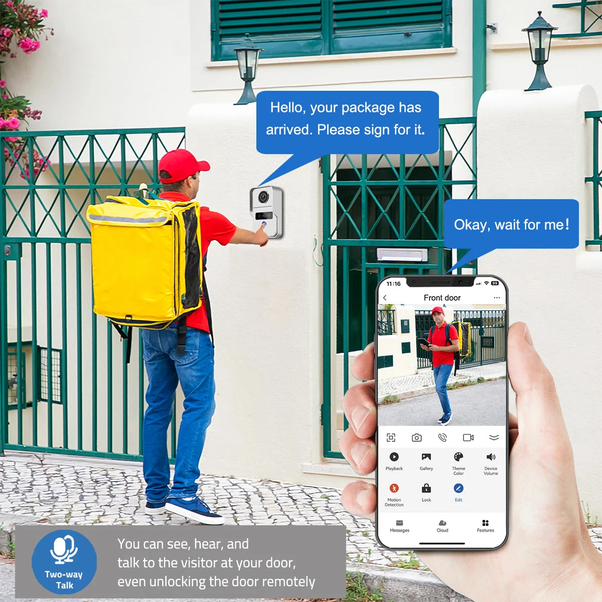 7 Inch Tuya Smart Wifi Video Entry Phone Intercom System 1080P 2 Wire Home Video Doorphone Doorbell RFID Card Unlock Apartment