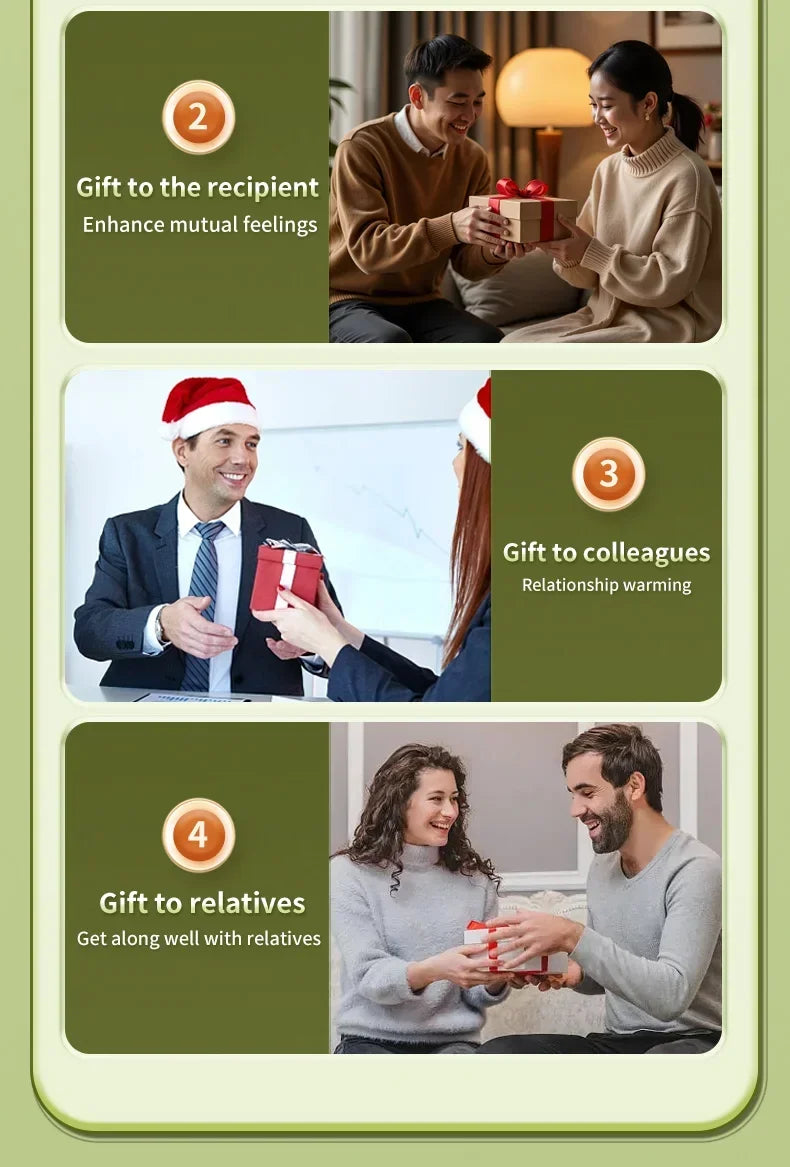 People exchanging gift boxes for coffee or tea makers to celebrate holidays and build relationships.