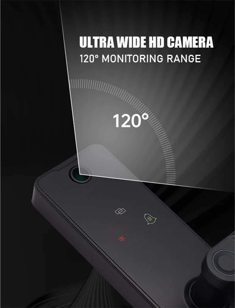 WAFU Tuya Smart Life WIFI Remotely Unlock Biometric Fingerprint Door Lock Visible Digital Electronic Card Door Lock with Camera