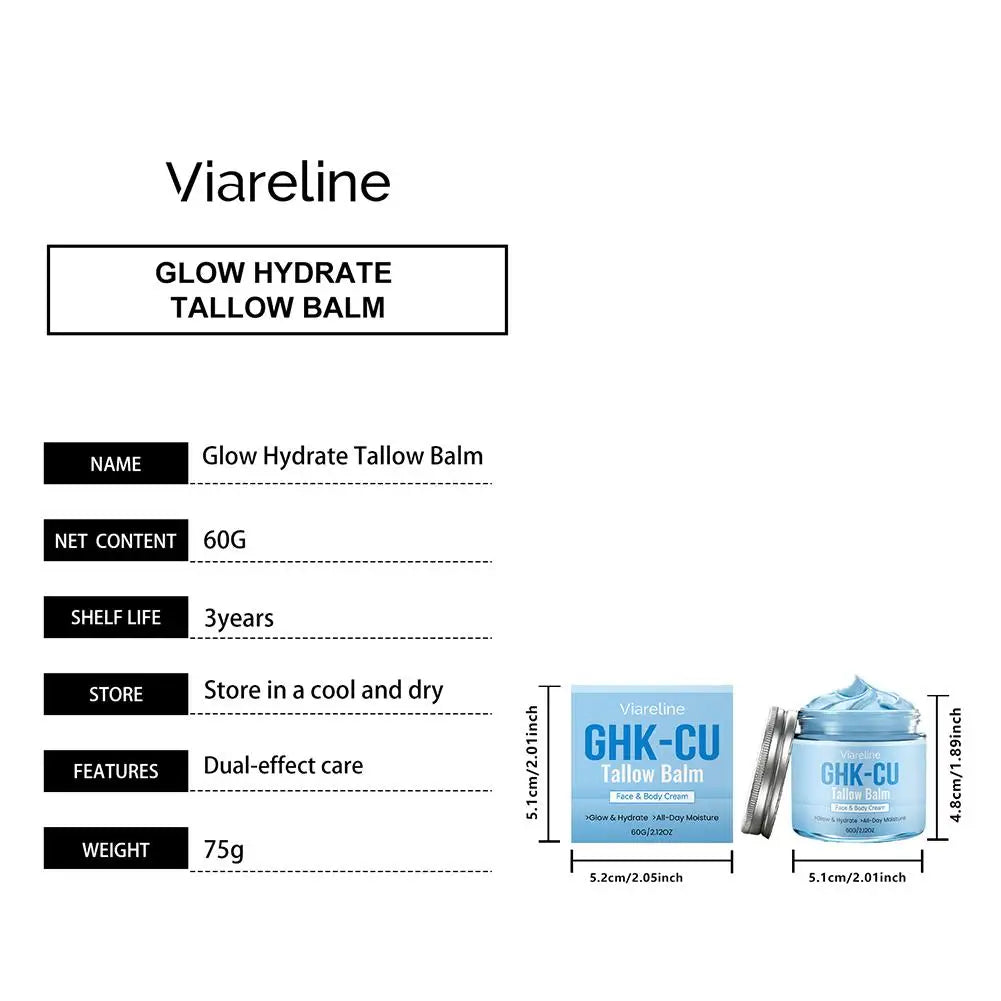 1/2/3/5PCS 60g GHK-Cu Tallow Balm Face & Body Cream - Copper Peptide Moisturizer for Dry Skin, Firming & Hydrating