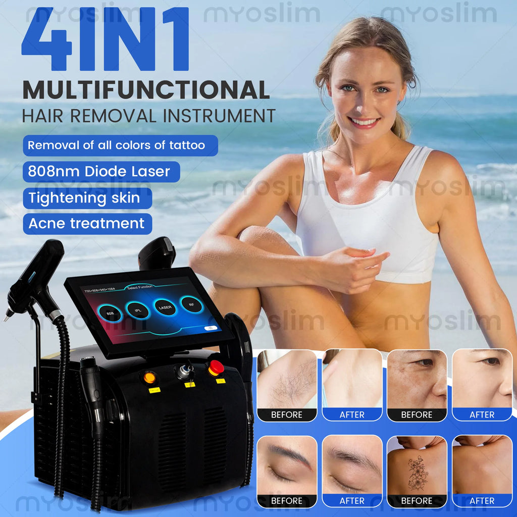 Tidesmit 4-in-1 4500W multifunctional laser machine for professional hair removal, tattoo removal, and skin RF therapy