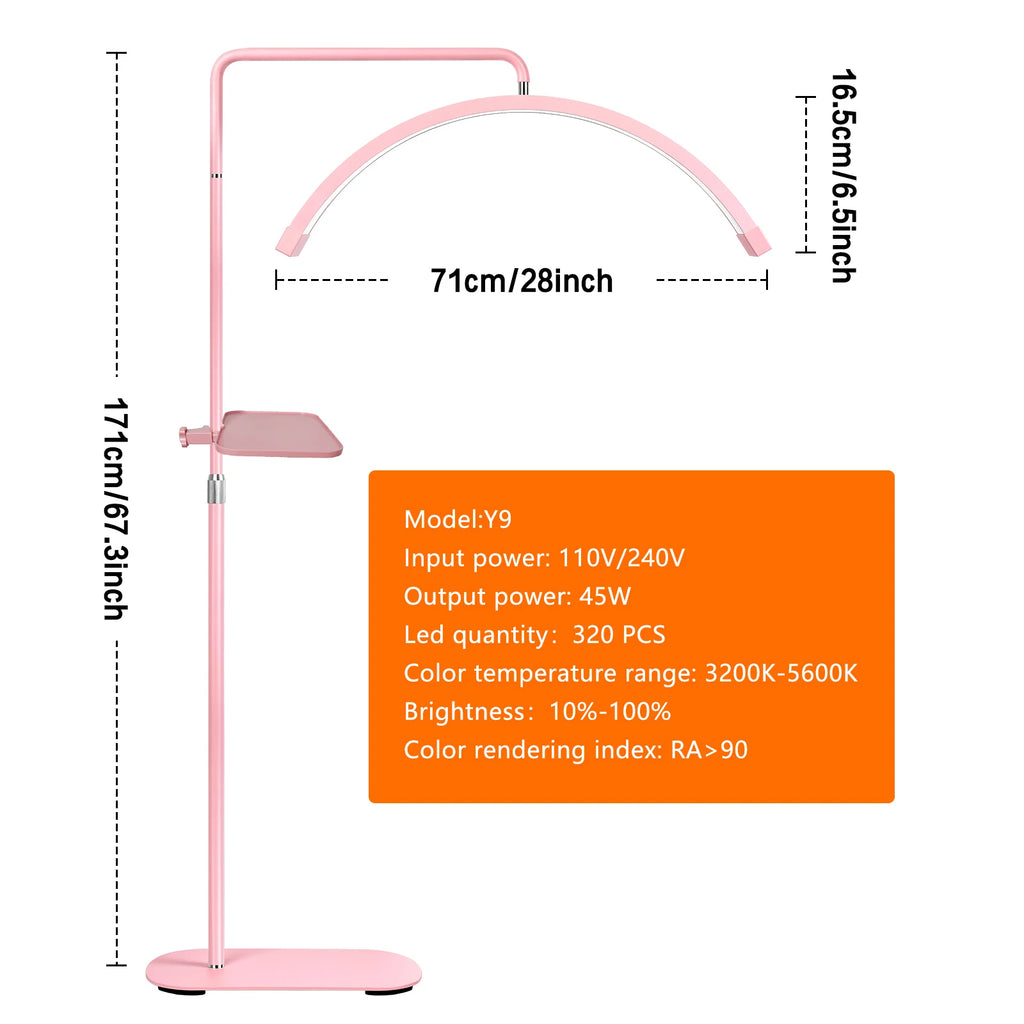 Half Moon Lash Light - 28 Inch Adjustable LED Beauty Lamp for Estheticians Tidesmit