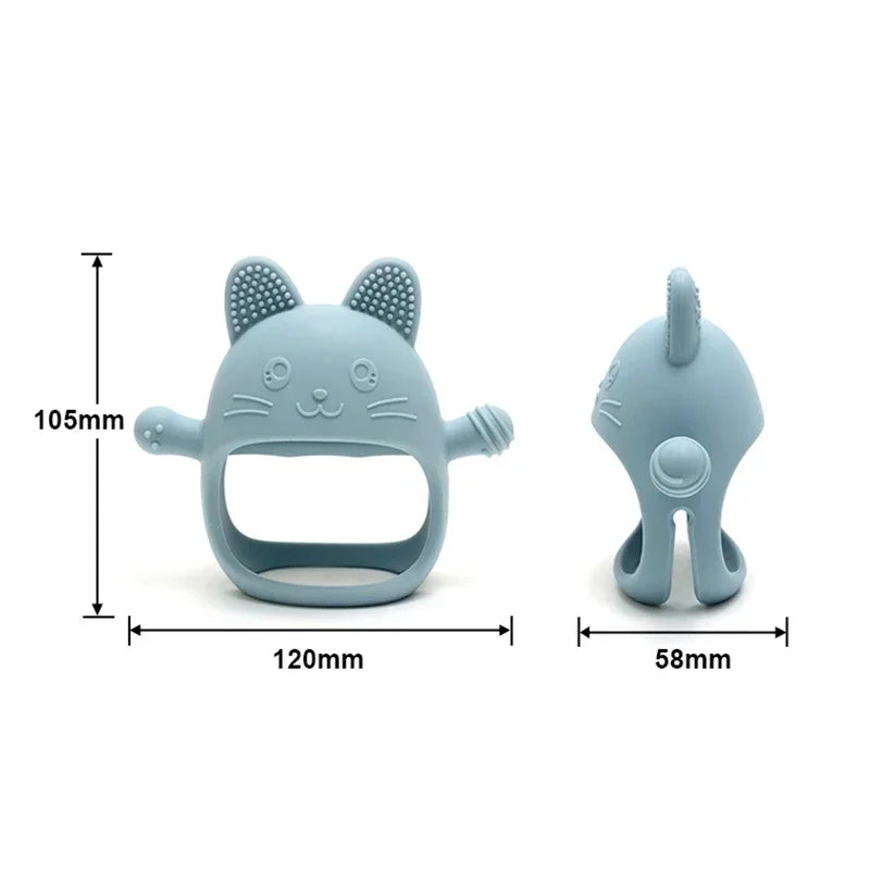 Baby Teether Cat Gloves Teether Silicone Anti-eating Hand Molar Stick Massage Gums Baby Anti-biting Teether Baby Accessories