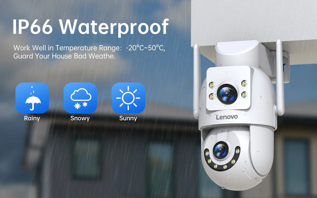 Lenovo WiFi PTZ Security Camera 8MP With Dual Screen Color Night Vision Outdoor Surveillance CCTV Camera Auto Tracking IP Camera