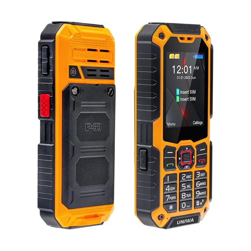 UNIWA S9 4G Feature Phone 2.4 ” IP68 Waterproof SOS Button Big Loudspeaker LED Light 3000mAh Rugged Cost-effective Mobile Phones