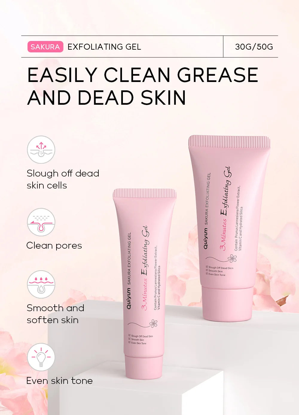 Sakura Exfoliating Gel | Deep Cleansing Face & Body Scrub 30g Scrubs Treatments Tidesmit