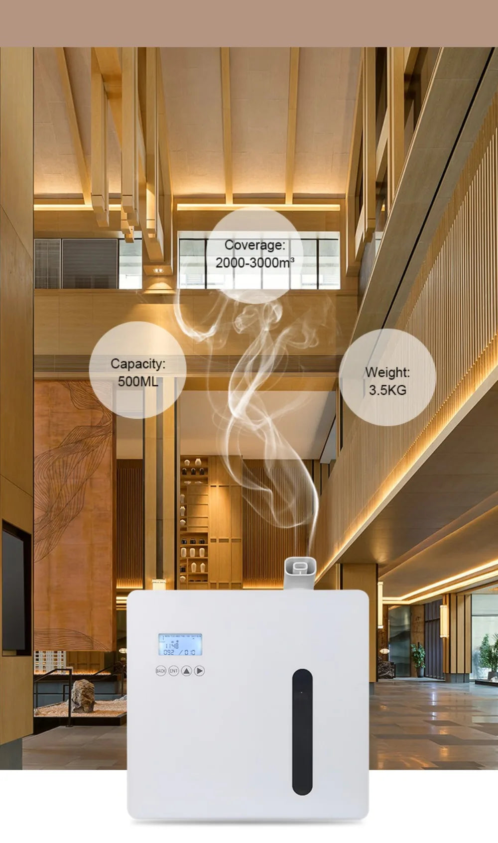 Hotel Lobby Smart Essential Oil Diffuser App Control Waterless Aroma Diffuser 3000m³ Scent Machine Aromatherapy Air Freshener